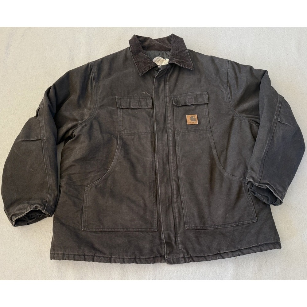 Carhartt C26 Black Canvas Arctic Jacket Quilt Mens 2XL Y2K Work Union Made VTG